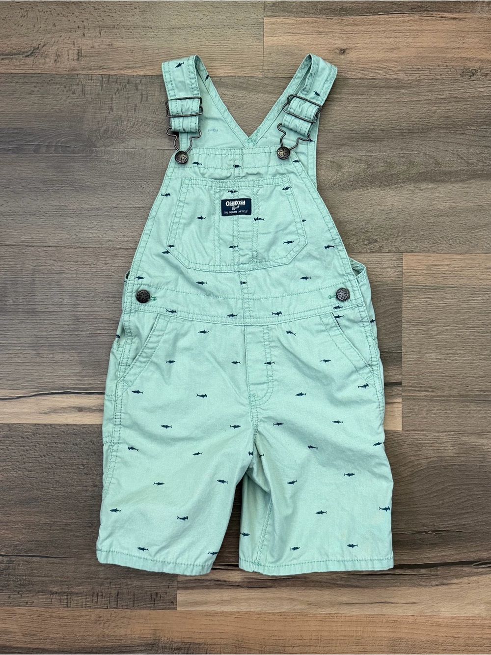 OshKosh B'gosh Toddler Mint Green Shark Shortalls Size 5T